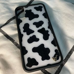 Wildflower iphone X case - black & white cow print